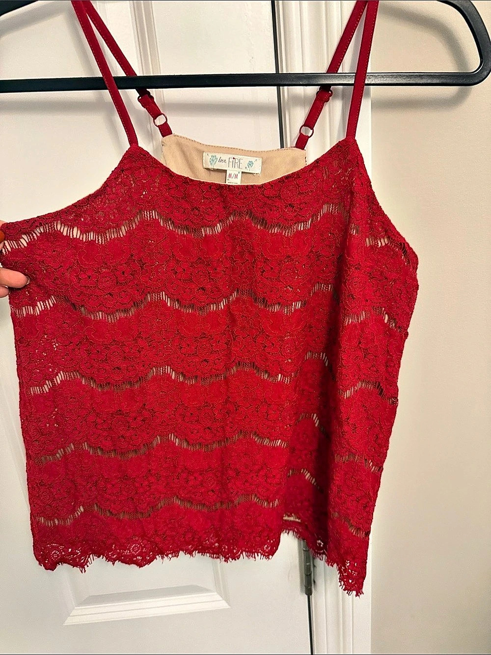 Love Fire Lace Camisole in Red Medium Like New